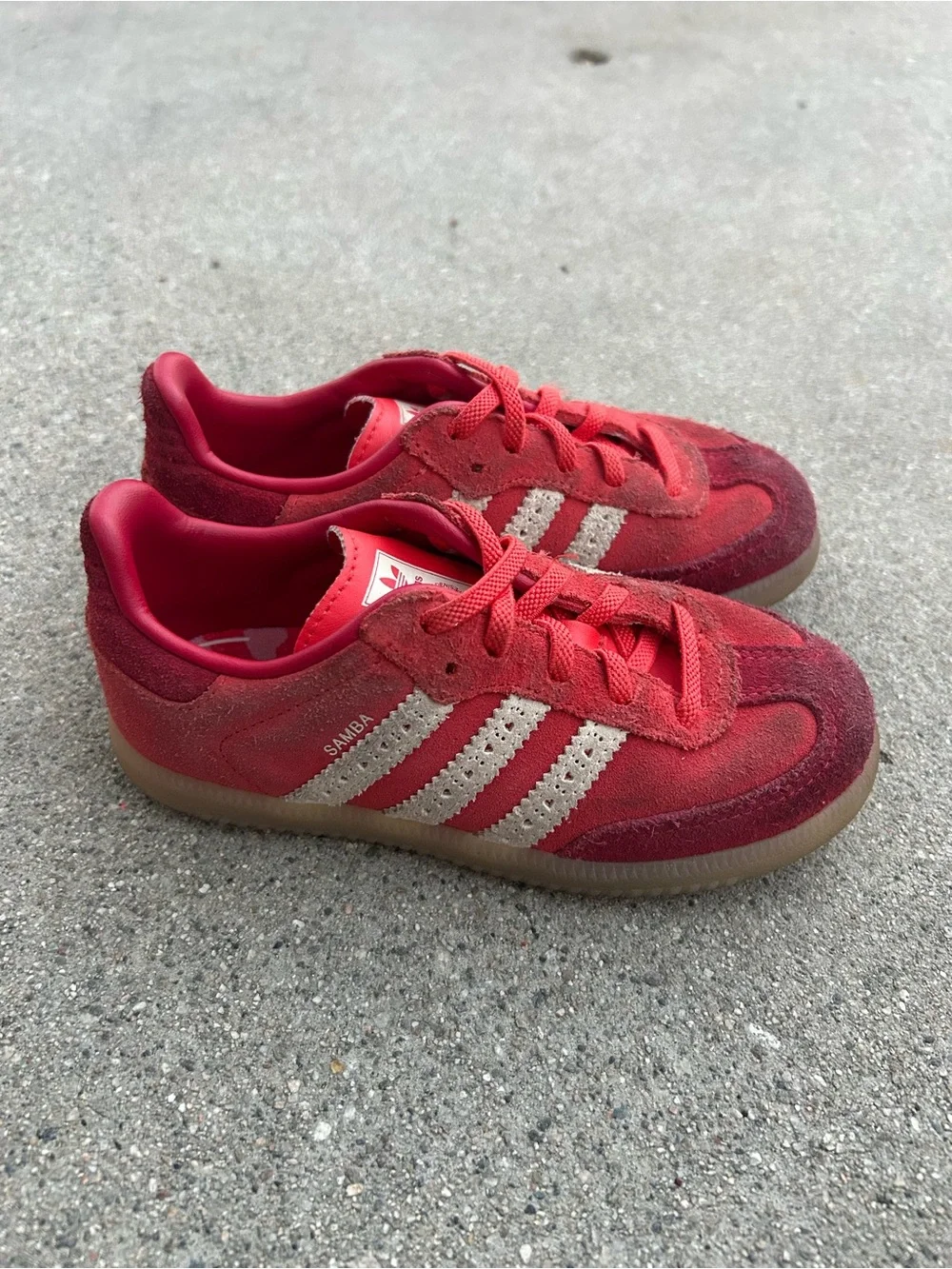 Adidas SAMBA Kids Red Suede Gazelle Sneakers size 10C